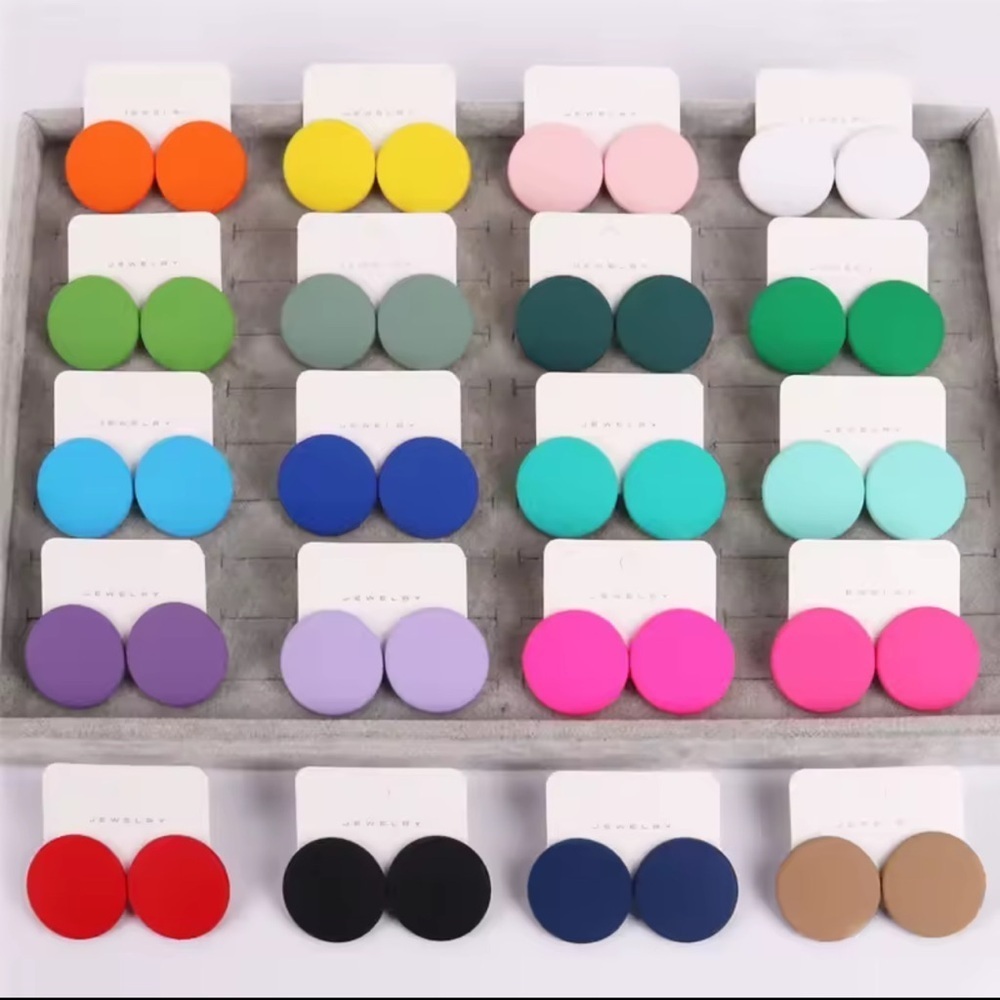 20-Pair Flat Circle Stud - Handmade Earrings
